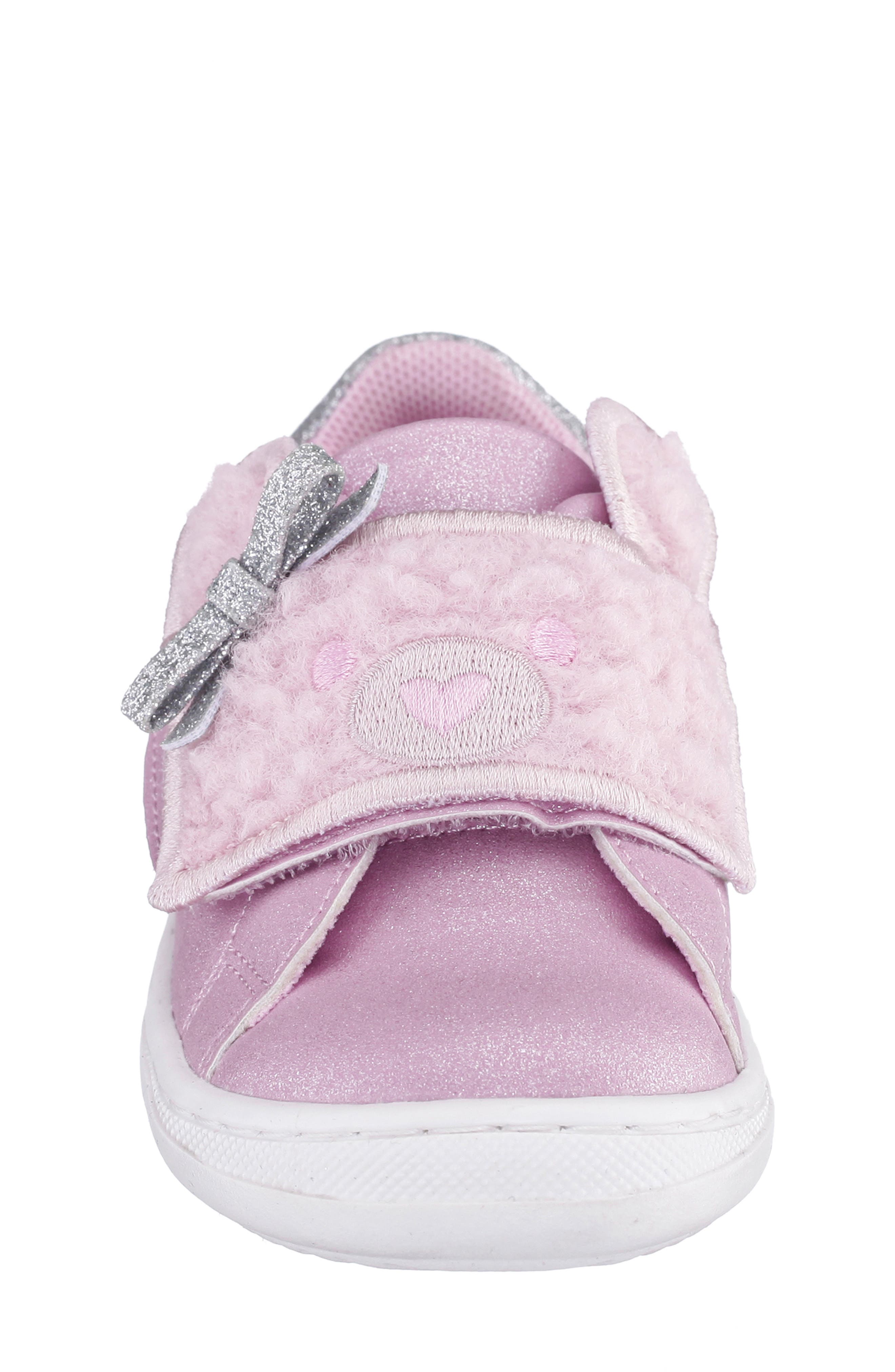 Kids' Barbra Teddy Bear Sneaker, Alternate, color, LT PINK SHIMMER SHERPA