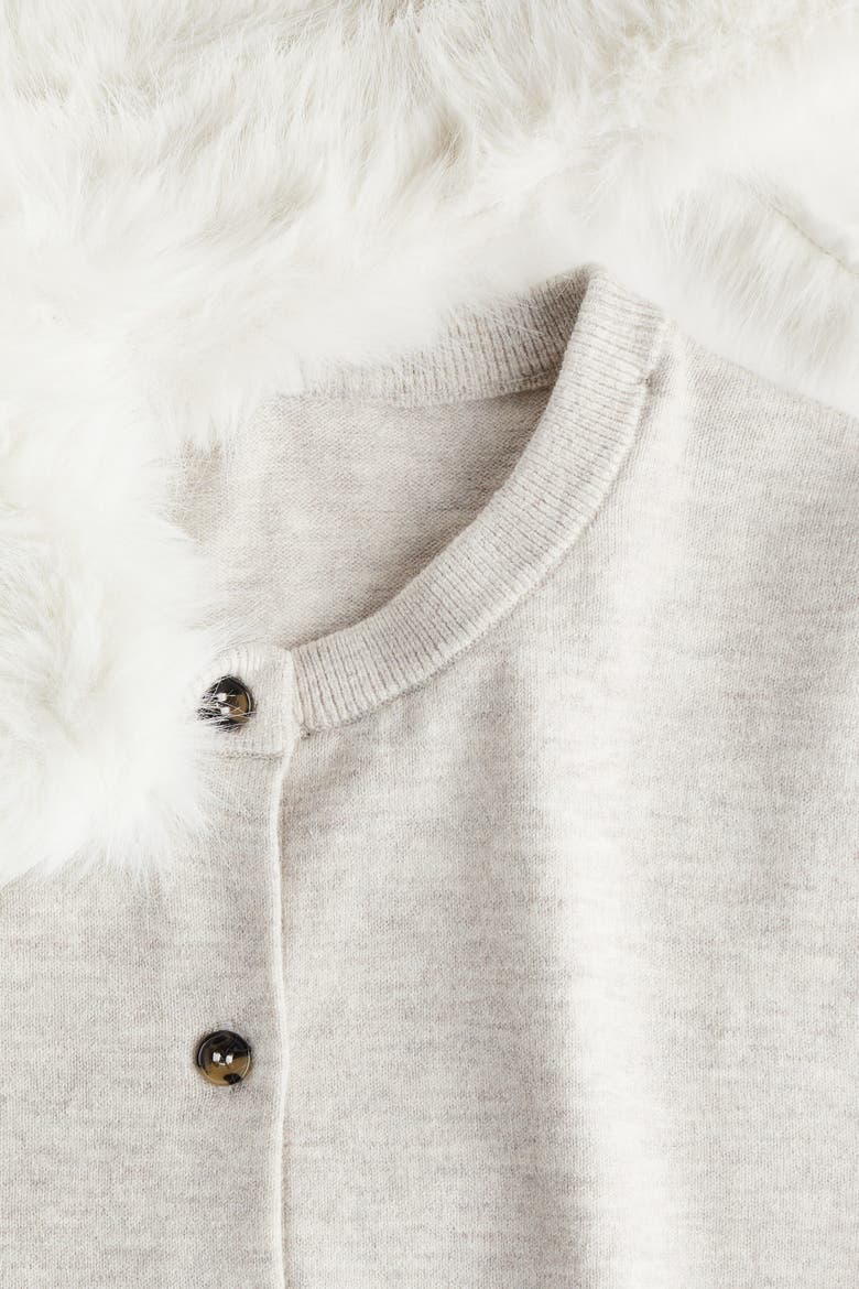 Collared Cardigan, Alternate, color, Light beige melange