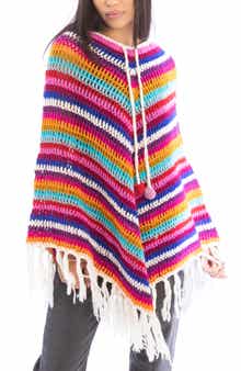 SAACHI Crochet Knit Triangle Poncho