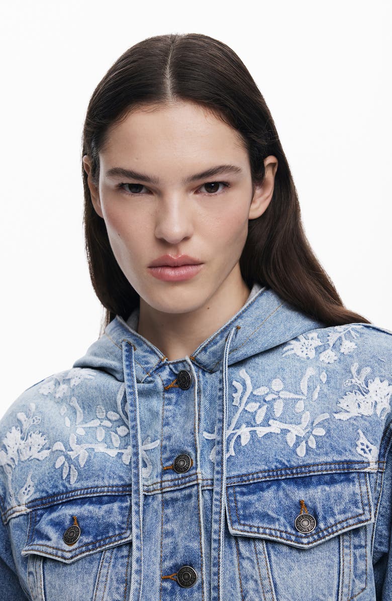 Desigual Hooded Denim Jacket, Alternate, color, Medium Blue