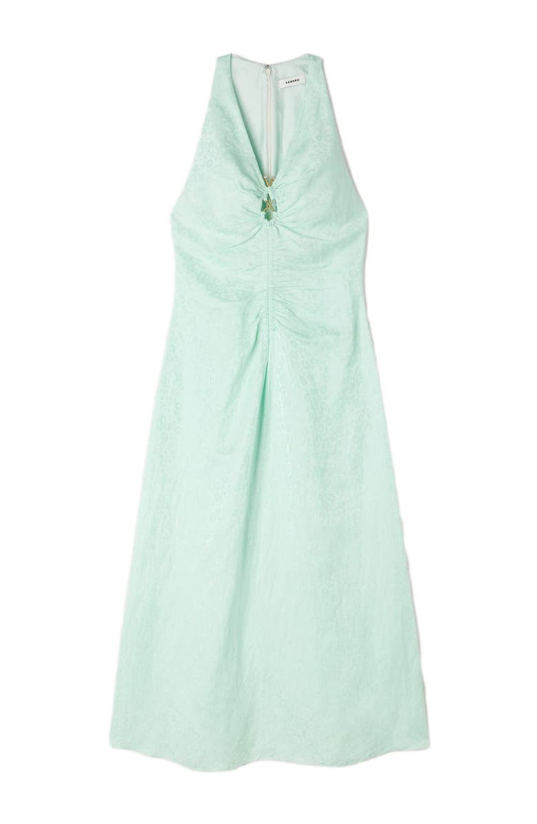 SANDRO V-neck floral print maxi dress, Alternate, color, Light Green