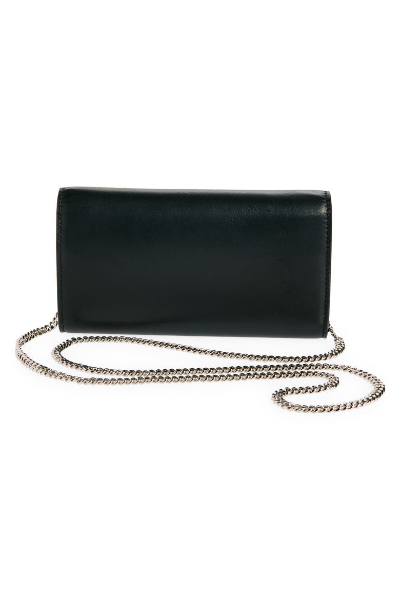 Leather Wallet on a Chain, Alternate, color, BLACK/ SILVER