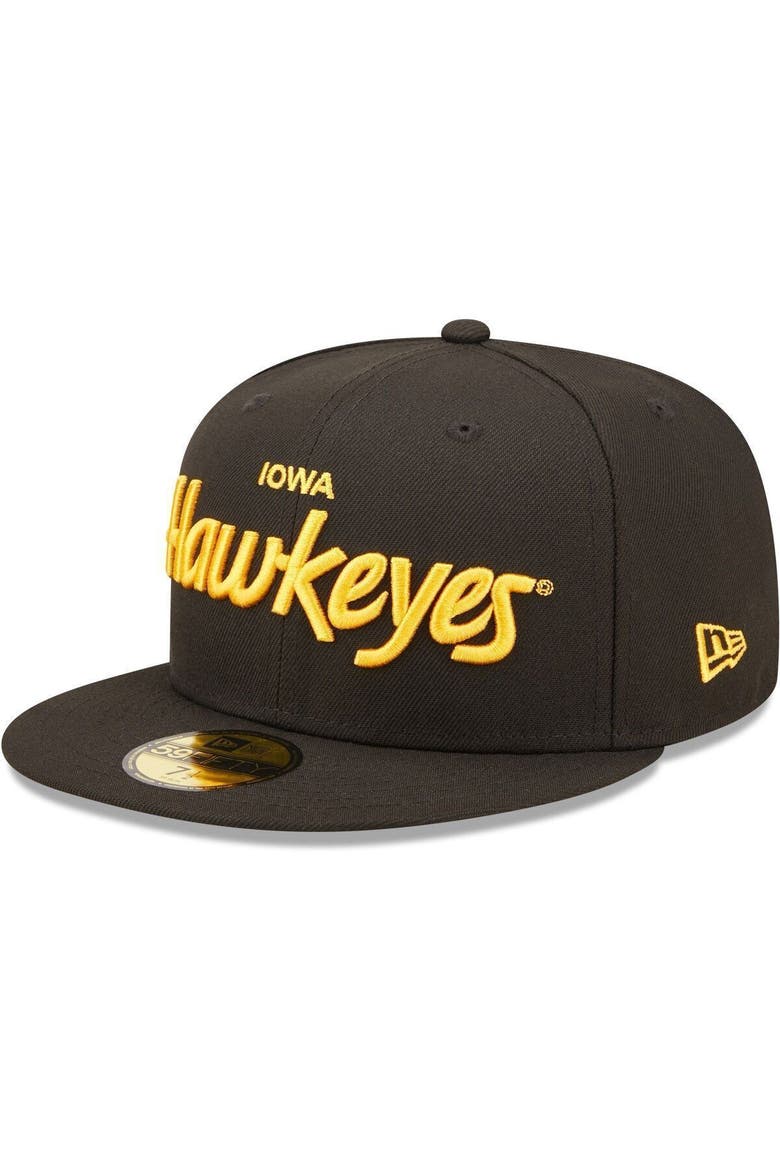 Men's New Era Black Iowa Hawkeyes Script Original 59FIFTY Fitted Hat ...