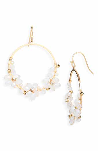 Cara Beaded Flower Hoop Earrings