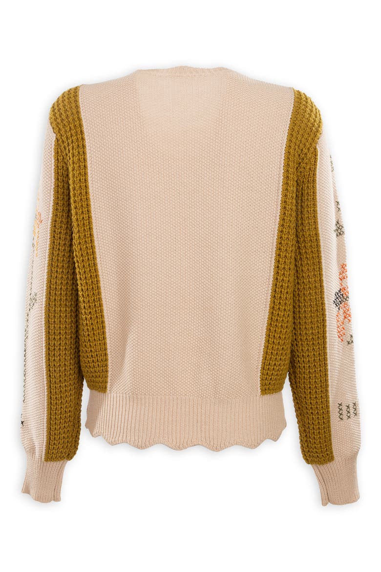 Floral Stitch Cardigan, Alternate, color, BEIGE