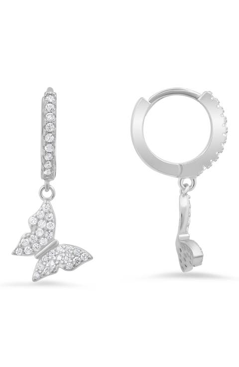 Danging Butterfly Huggie Hoop Earrings