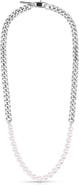 Mr. Ettika Men's Faux Pearl & Curb Chain Necklace