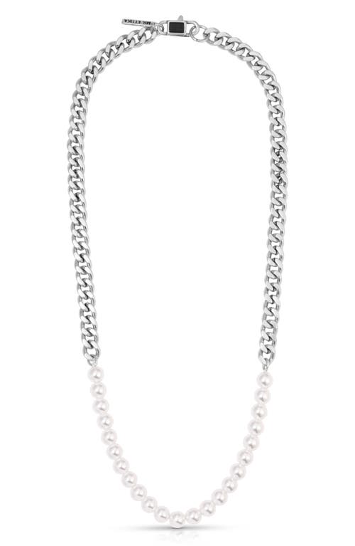 Ettika Faux Pearl & Curb Chain Necklace