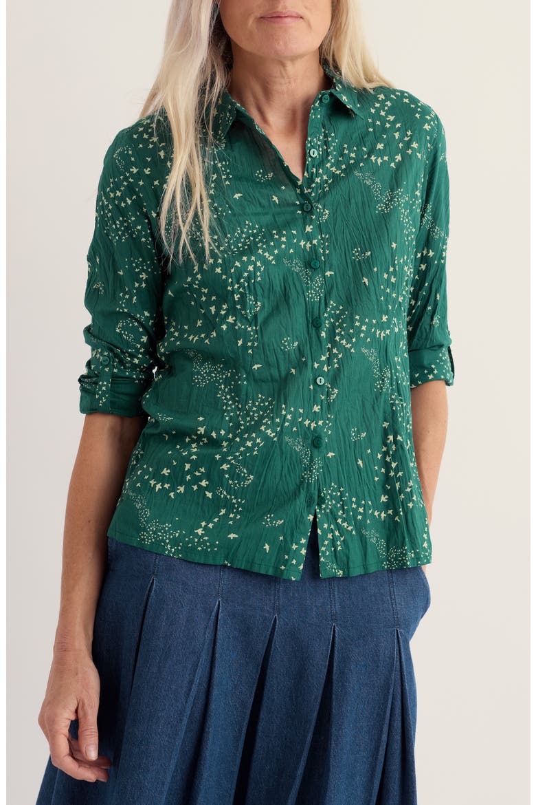 Larissa Crinkle Organic Cotton Shirt, Main, color, MURMURATION DARK THYME