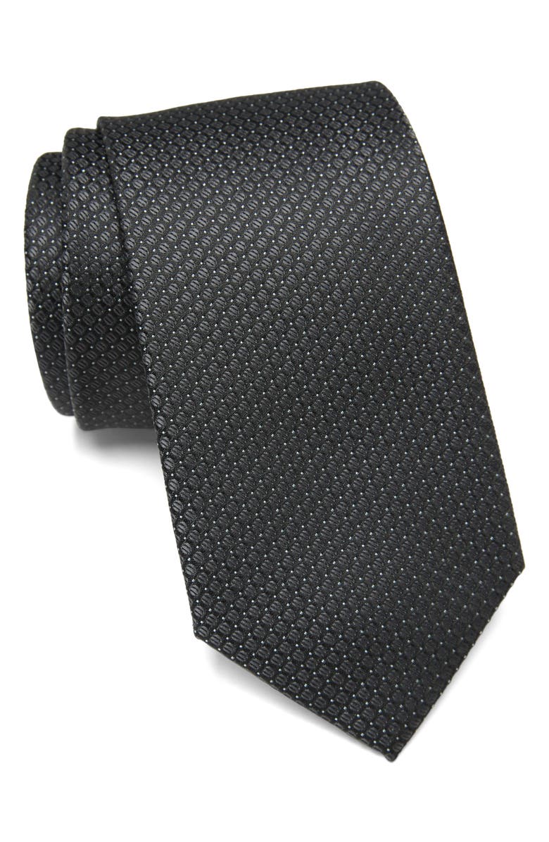 Calvin Klein Steel Micro Diamond Print Tie, Main, color, Black