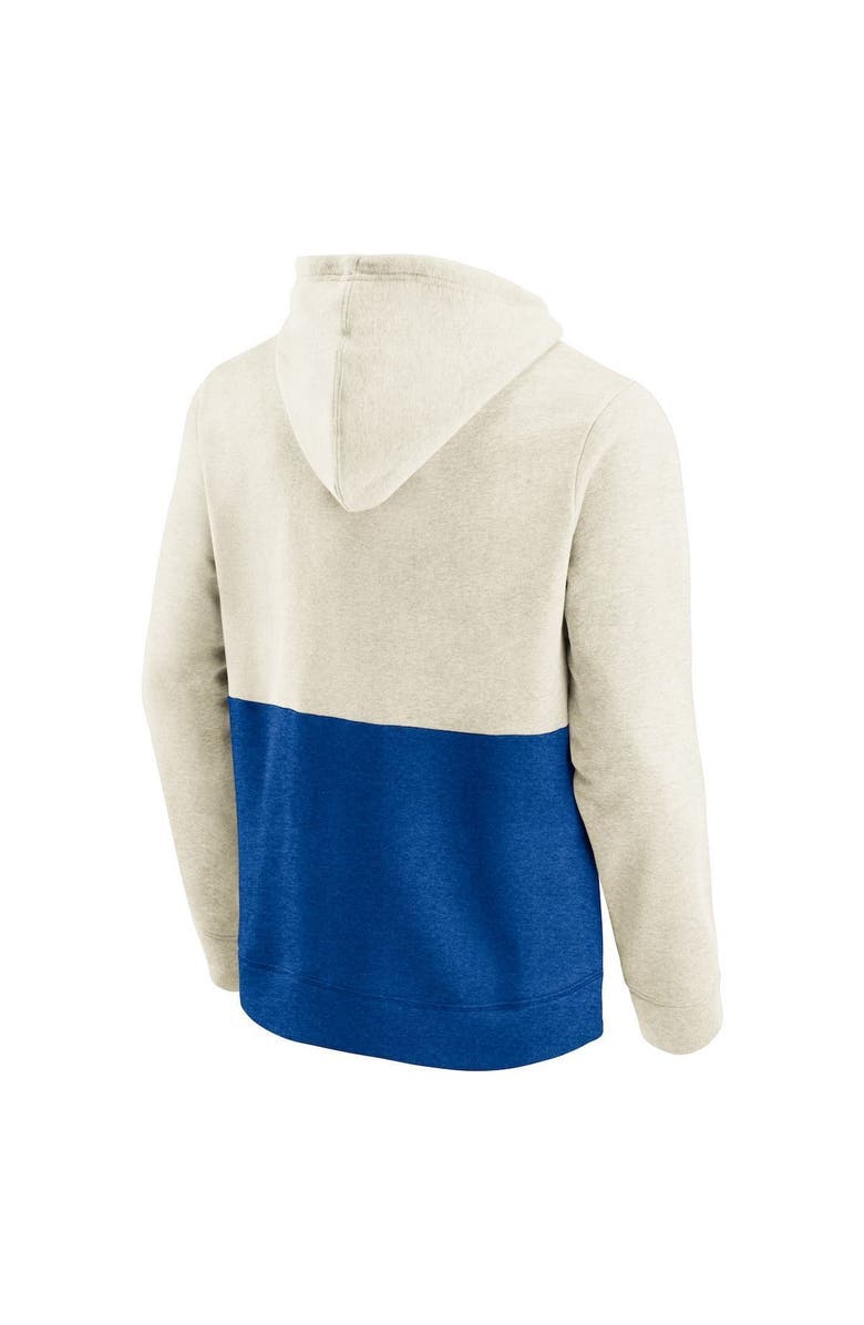 FANATICS Men's Fanatics Branded Oatmeal/Royal Seattle Seahawks Throwback Arch Colorblock Pullover Hoodie, Alternate, color, 