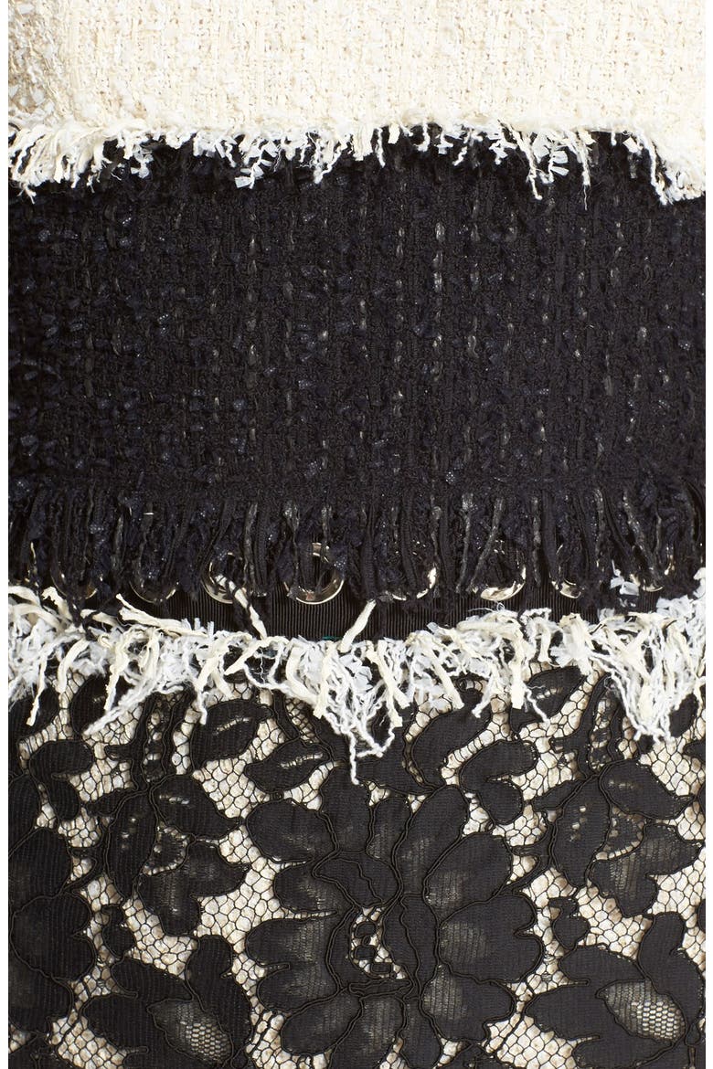 Tweed & Lace Sleeveless Dress, Alternate, color, IVORY/ BLACK