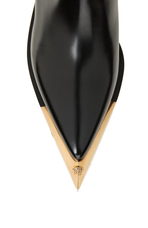 Versace Arrow Pointed Toe Boot In Black