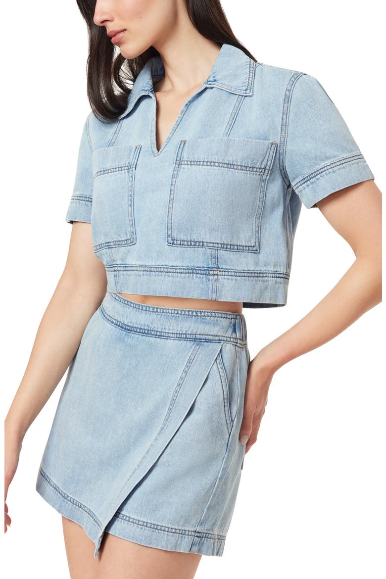 Short Sleeve Denim Crop Top, Alternate, color, LOGAN