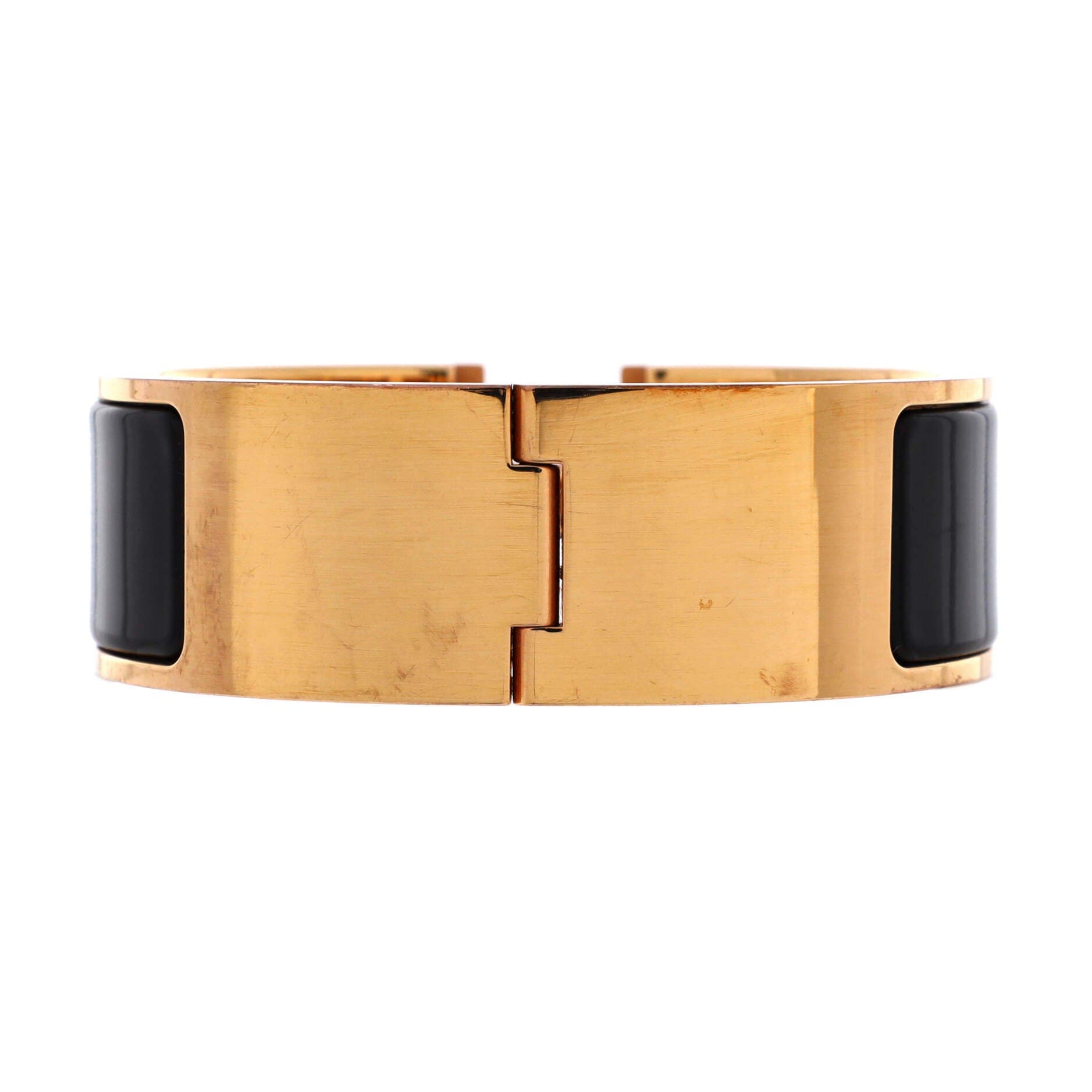 Pre-Owned Hermes Clic H Bracelet Enamel Wide, Alternate, color, Gold