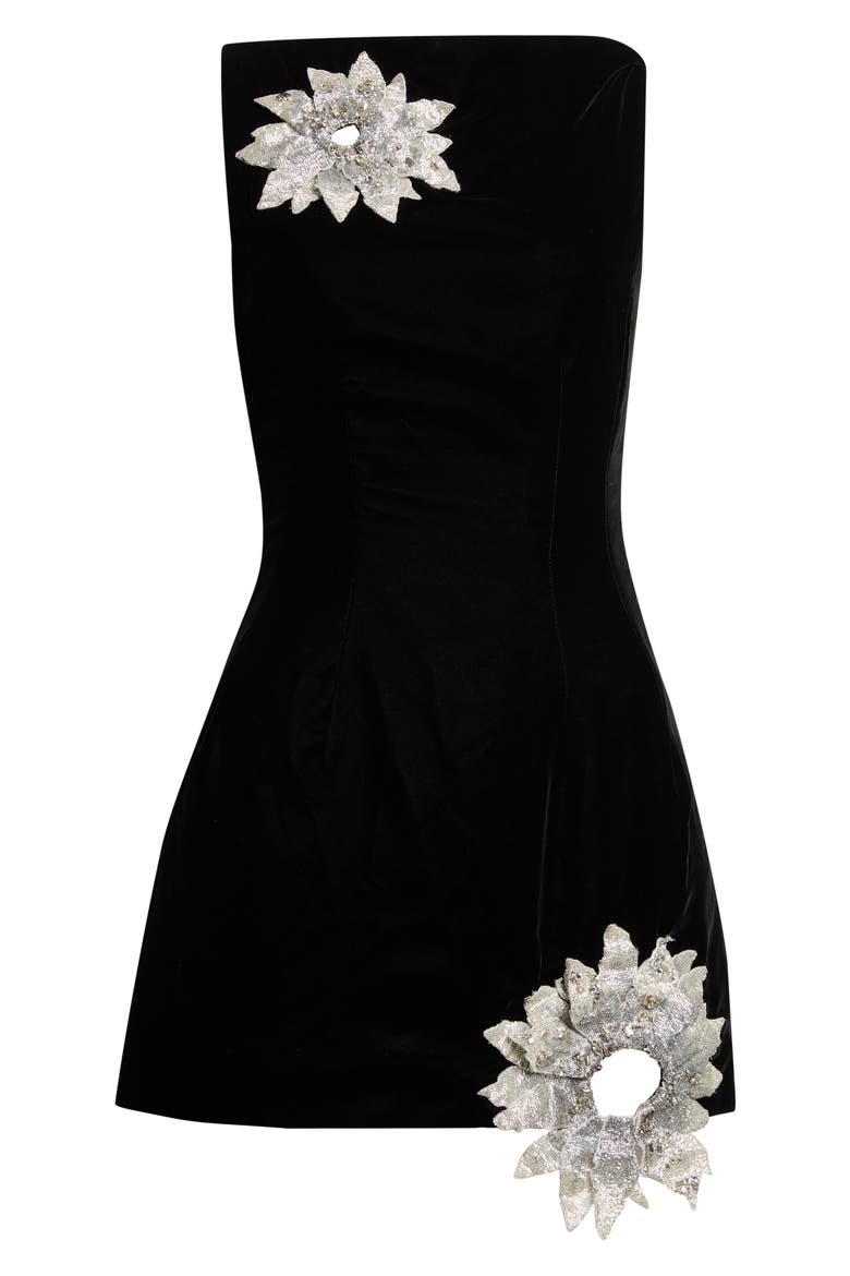 Sunflower Velvet Minidress, Alternate, color, BLACK