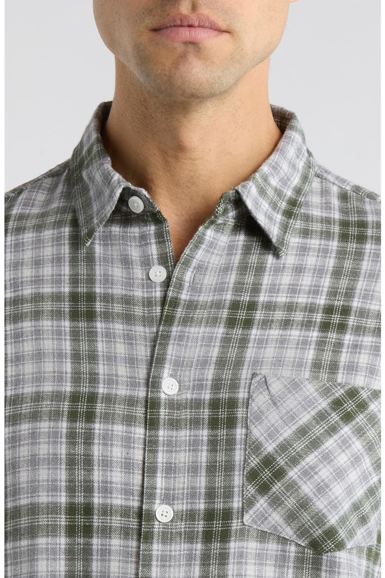Foreman Classic Fit Plaid Flannel Button-Up Shirt, Alternate, color, DARK GREEN/GREY