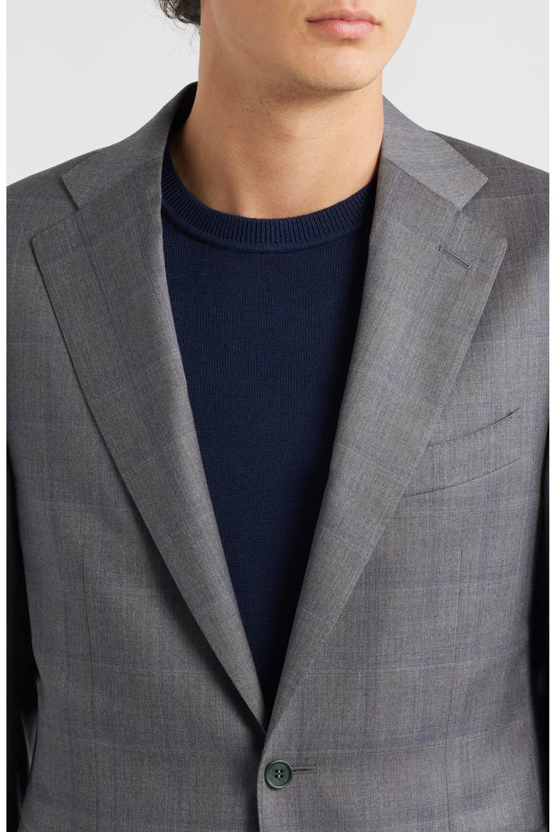 Capri Trim Fit Shadow Plaid Wool Suit, Alternate, color, GREY