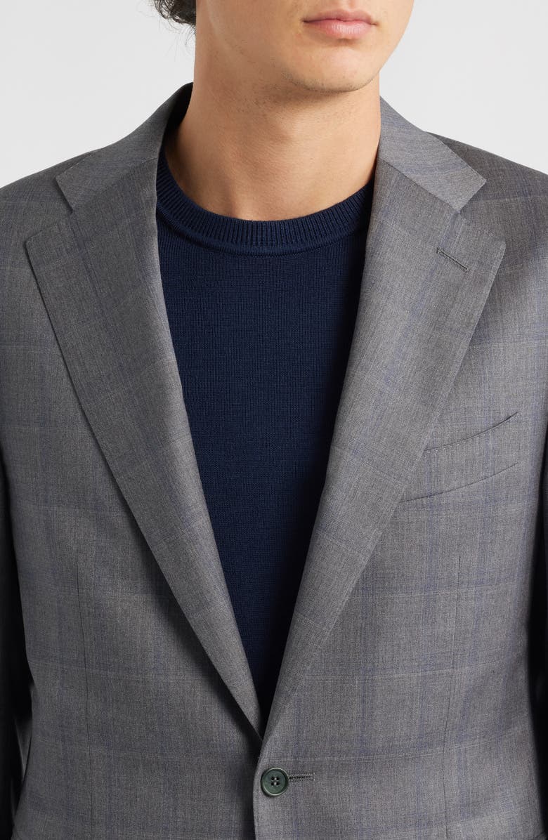 Canali Capri Trim Fit Shadow Plaid Wool Suit, Alternate, color, Grey