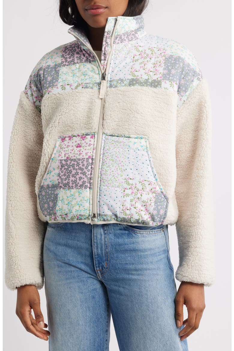 Cozy Quilted Pocket Jacket, Main, color, LIGHT BLUE PINK COMBO