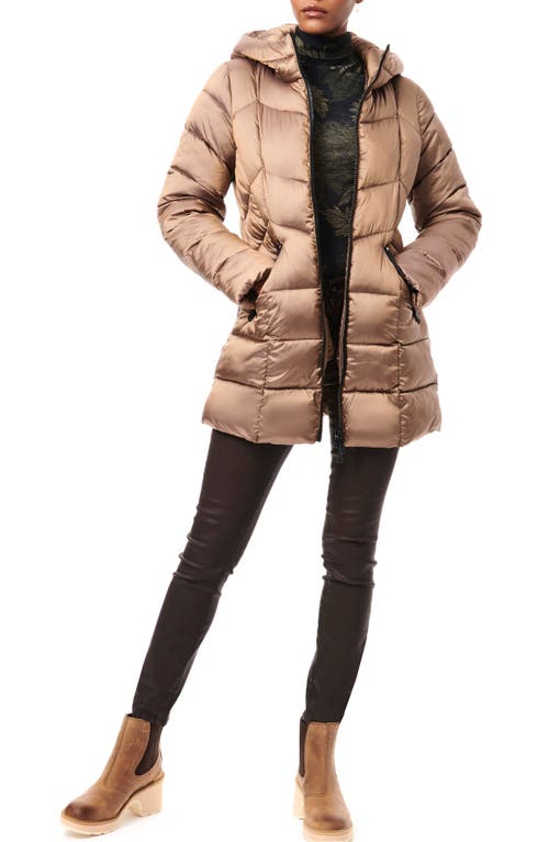 Bernardo Metallic Hooded Walker Coat In Brown