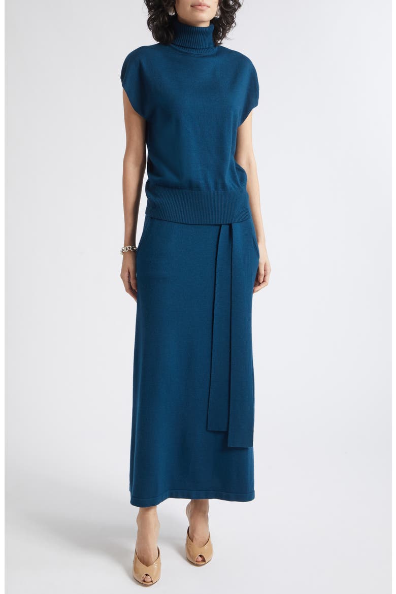 Abby Wool Midi Skirt, Alternate, color, DARK TEAL