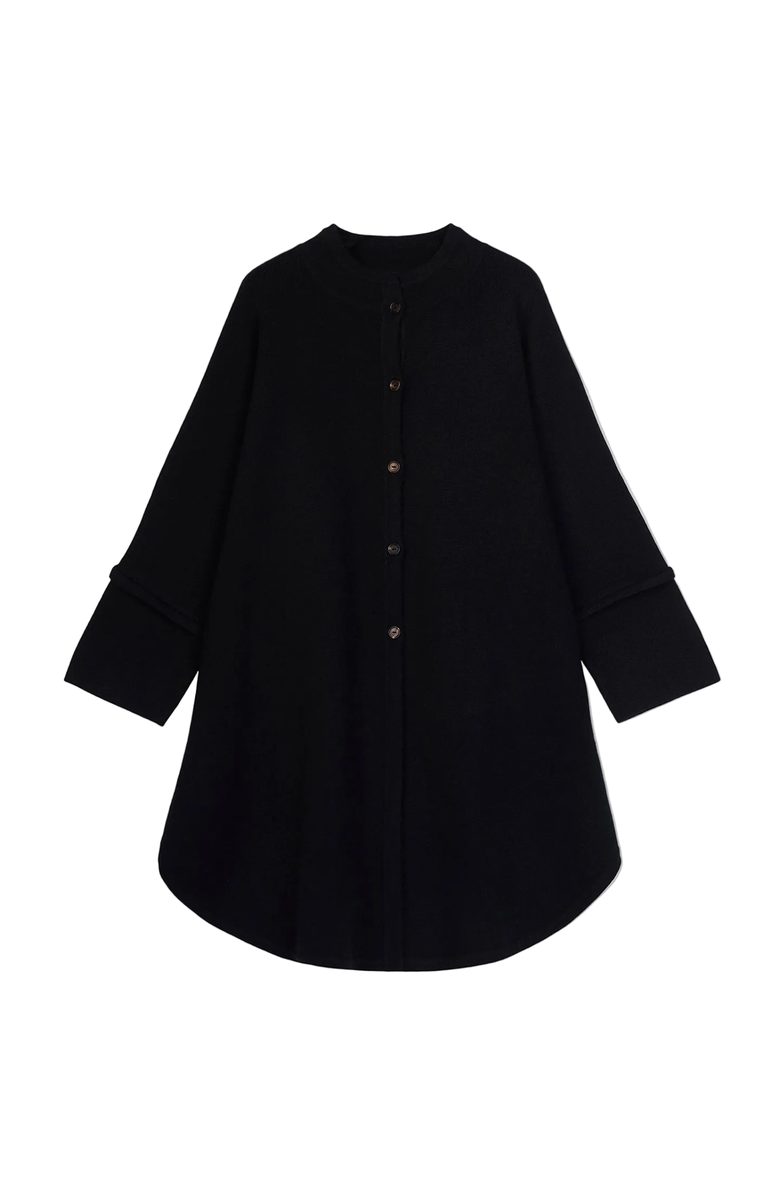 Gobi Cashmere Cashmere Button-Front Poncho, Main, color, Black