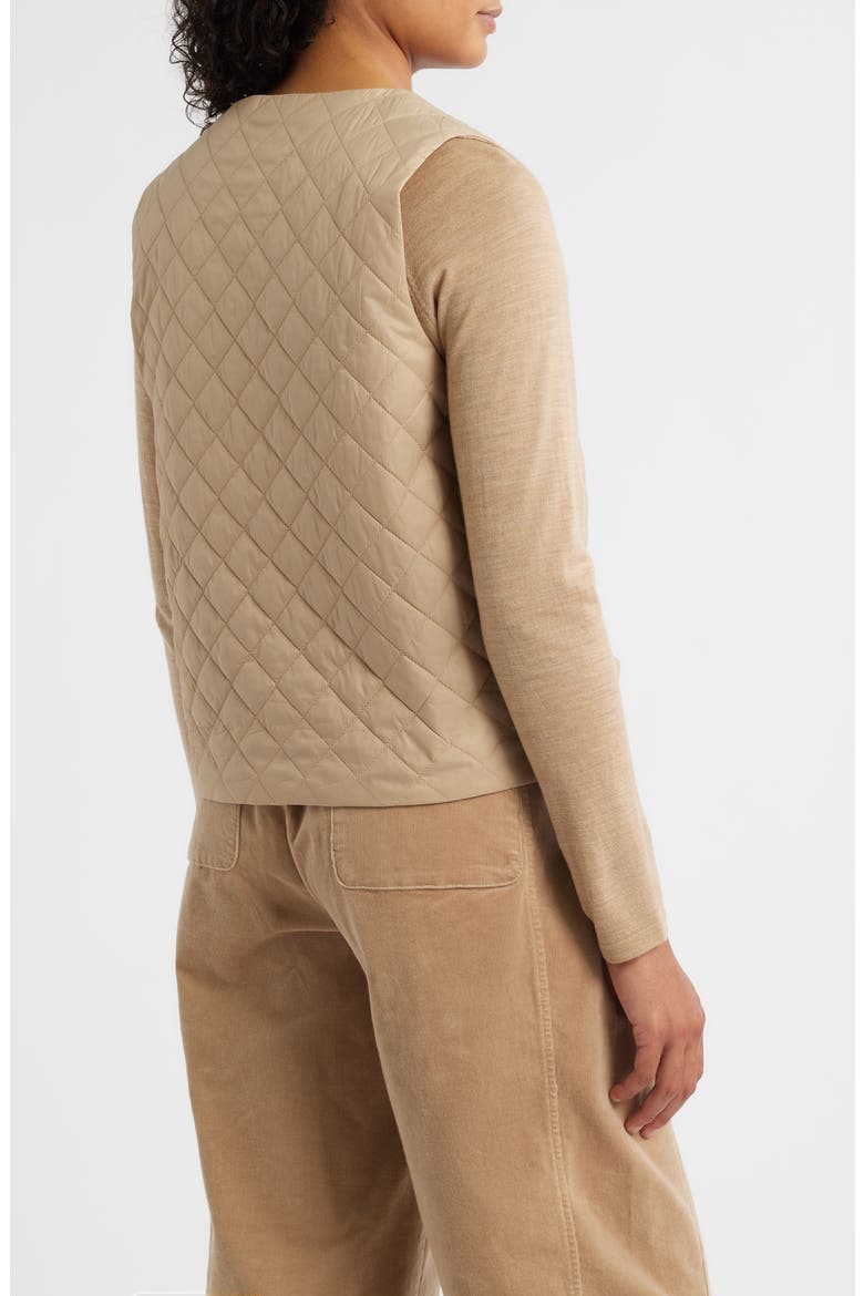 V-Neck Quilted Vest, Alternate, color, BISCUIT