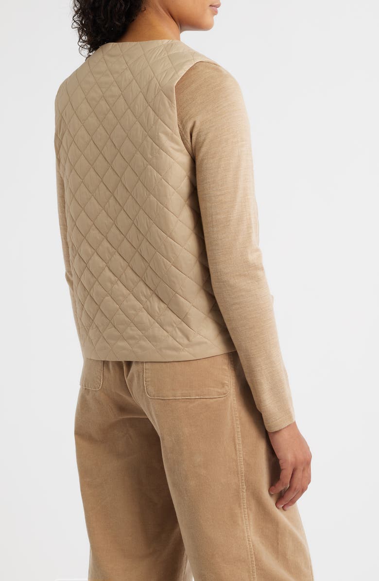Eileen Fisher V-Neck Quilted Vest, Alternate, color, Biscuit