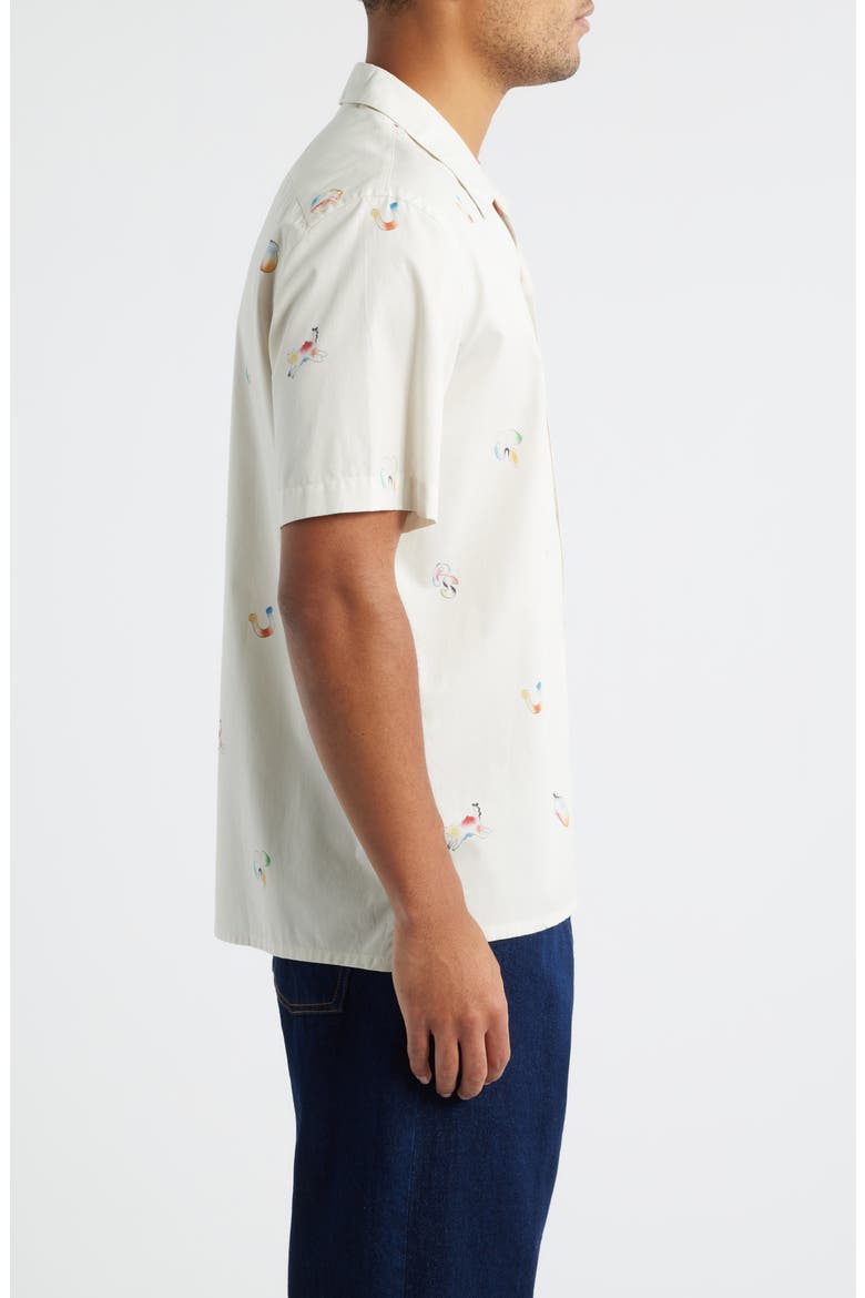 Casual Fit Print Cotton Camp Shirt, Alternate, color, OFF WHITE