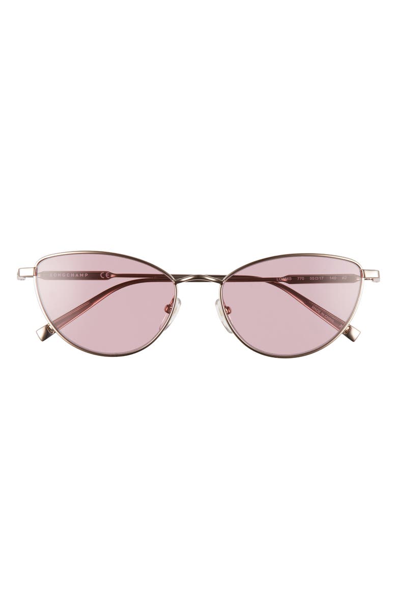 Longchamp 55mm Oval Sunglasses, Main, color, Rose Gold/ Lilac