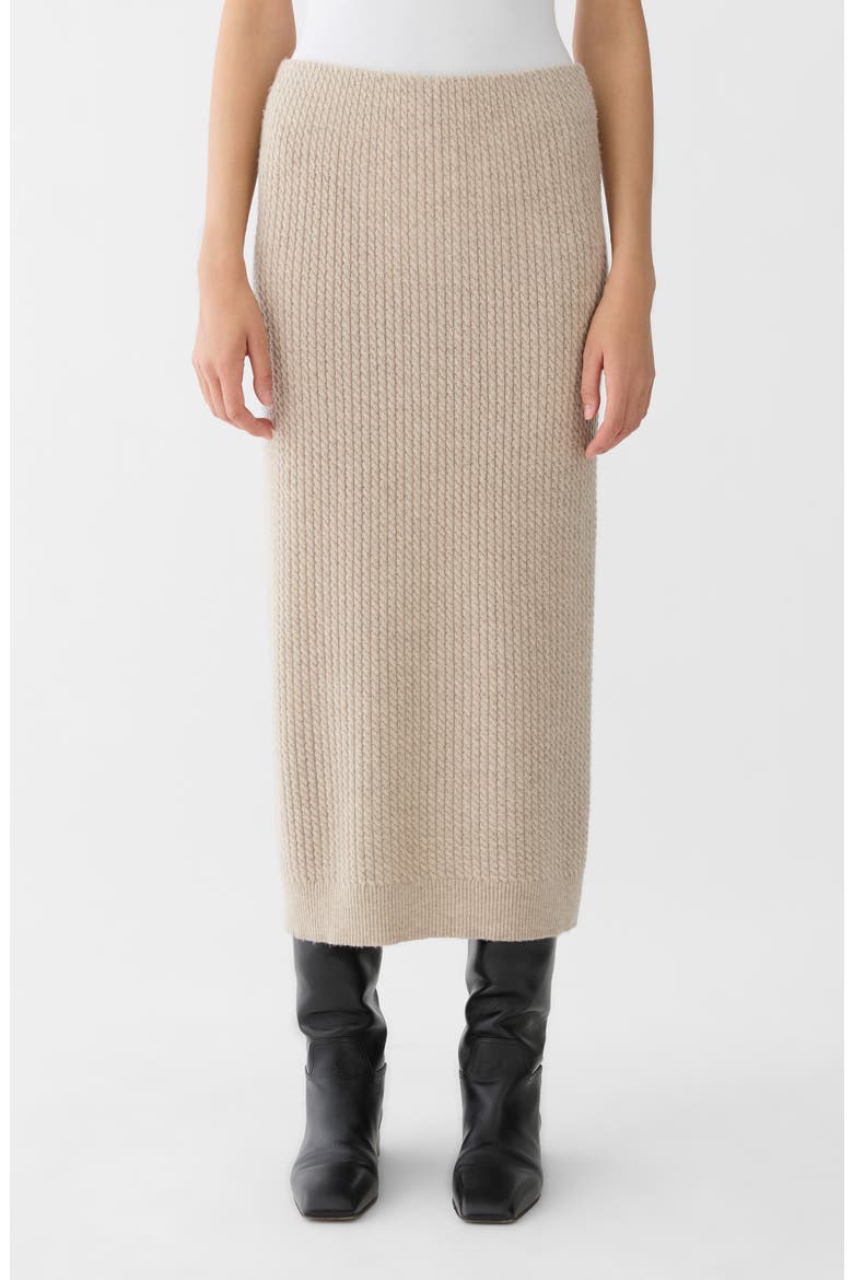 Cabled Cashmere Knit Midi Skirt, Main, color, TAUPEMELANGE