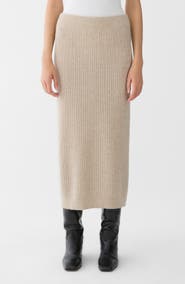 Lafayette 148 New York Cabled Cashmere Knit Midi Skirt