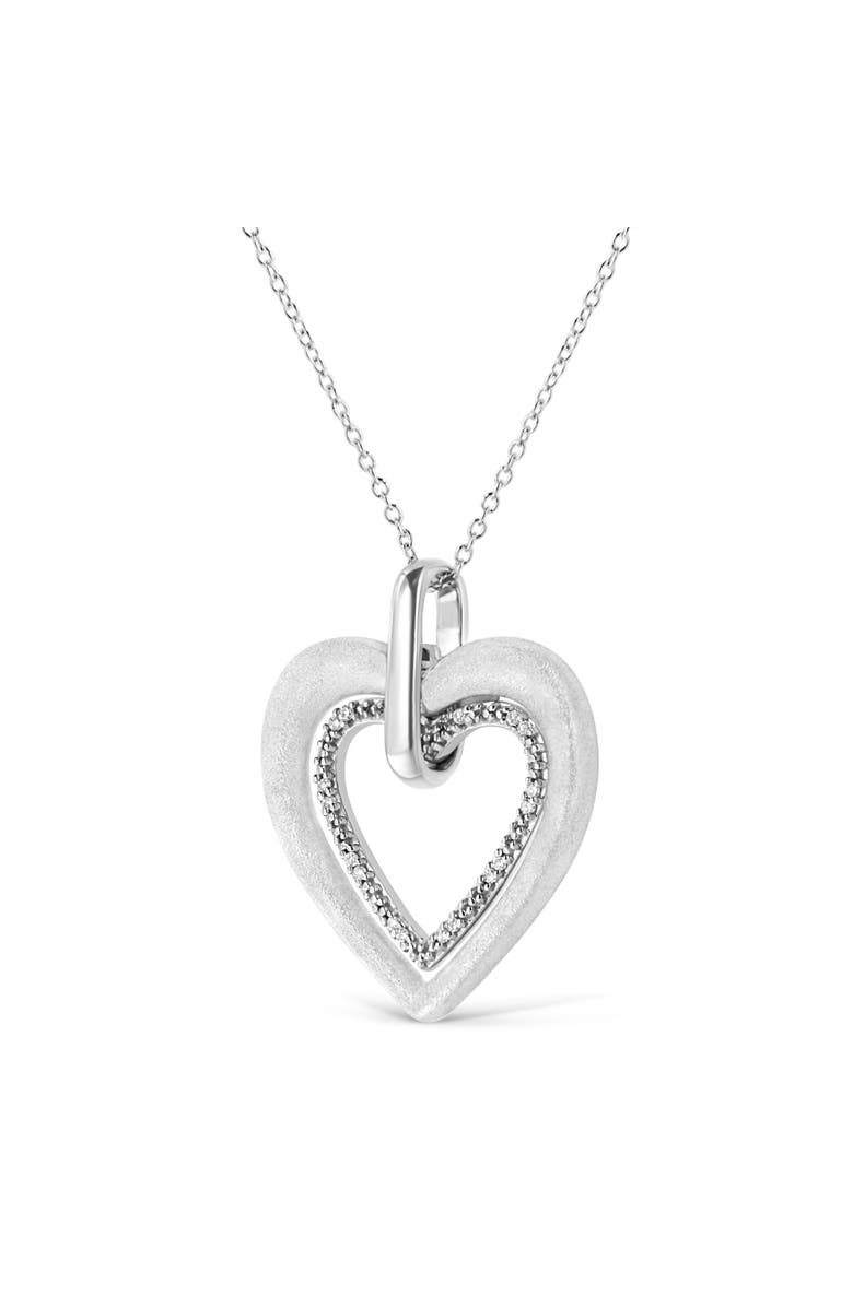 Haus of Brilliance .925 Sterling Silver Prong-Set Diamond Accent Double Heart Pendant Necklace, Alternate, color, White