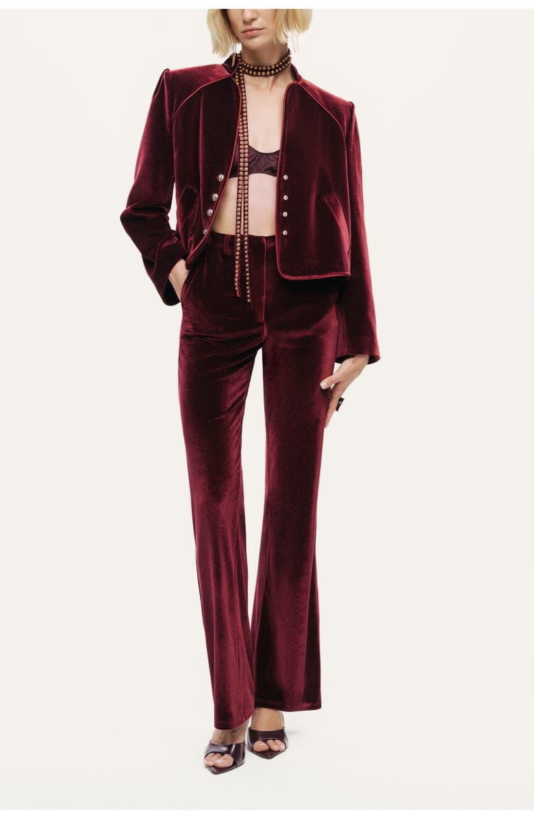 Nocturne Velvet Cropped Jacket, Alternate, color, Burgundy