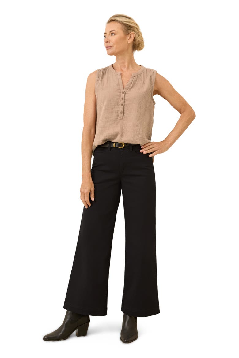 Organic Cotton Stretch Twill Wide Leg Pant, Main, color, Black