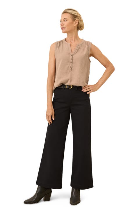 Organic Cotton Stretch Twill Wide Leg Pant
