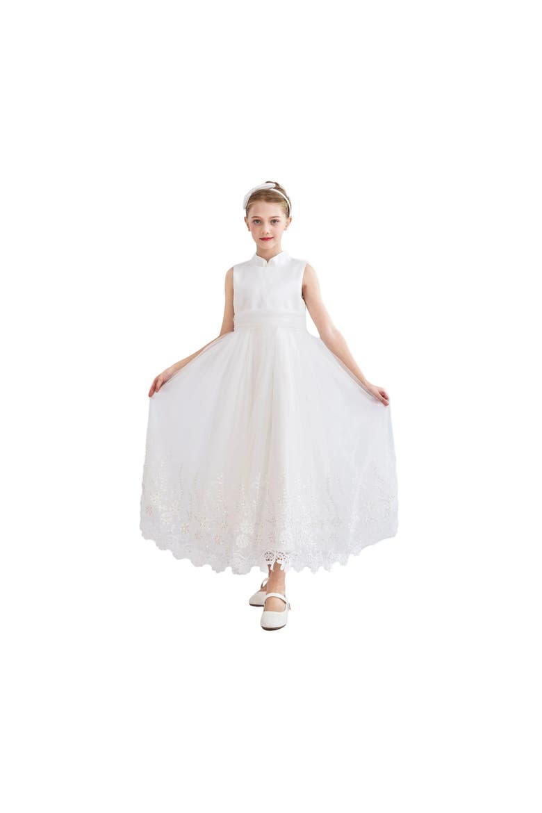 Alvaria Sleeveless Lace Dress, Main, color, White