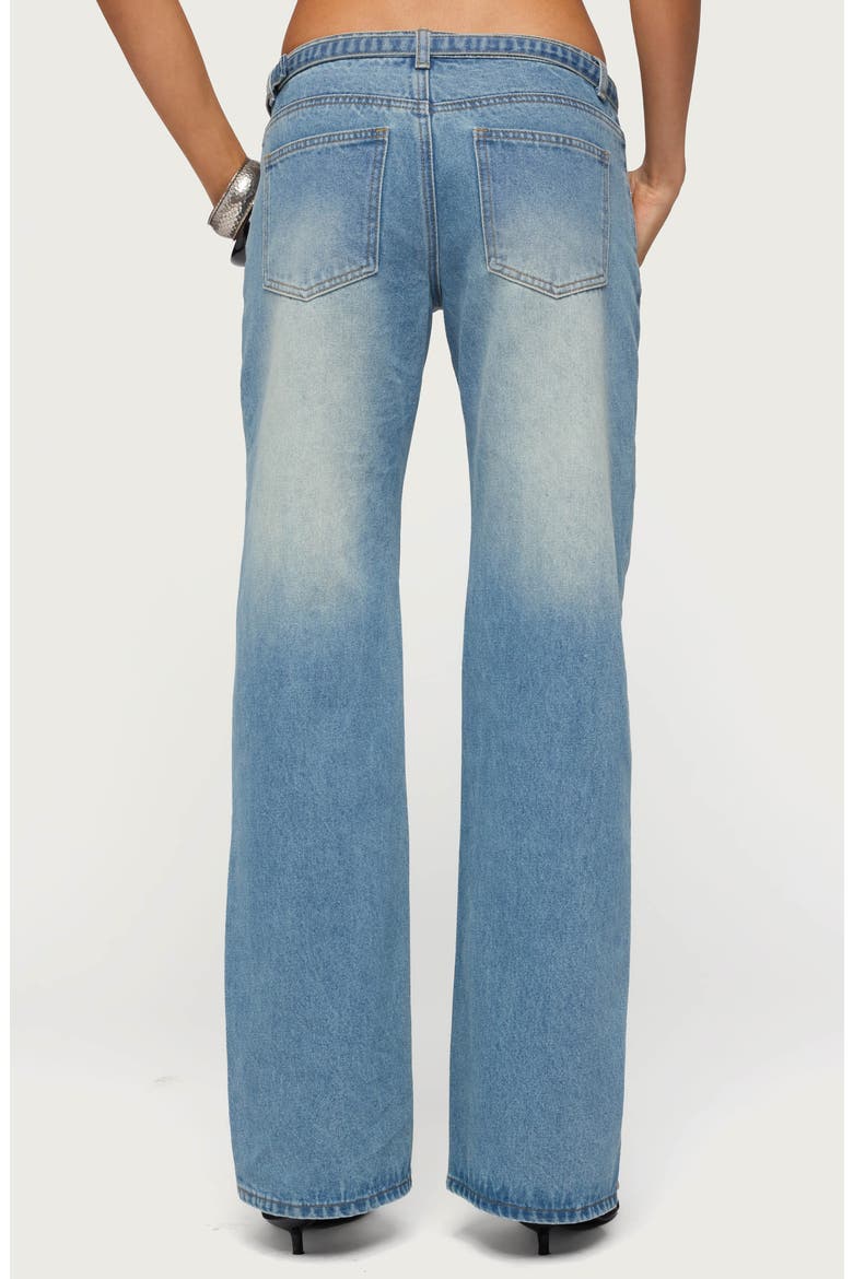 Karah Belted Low Rise Straight Leg Jeans, Alternate, color, BLUE-WASHED