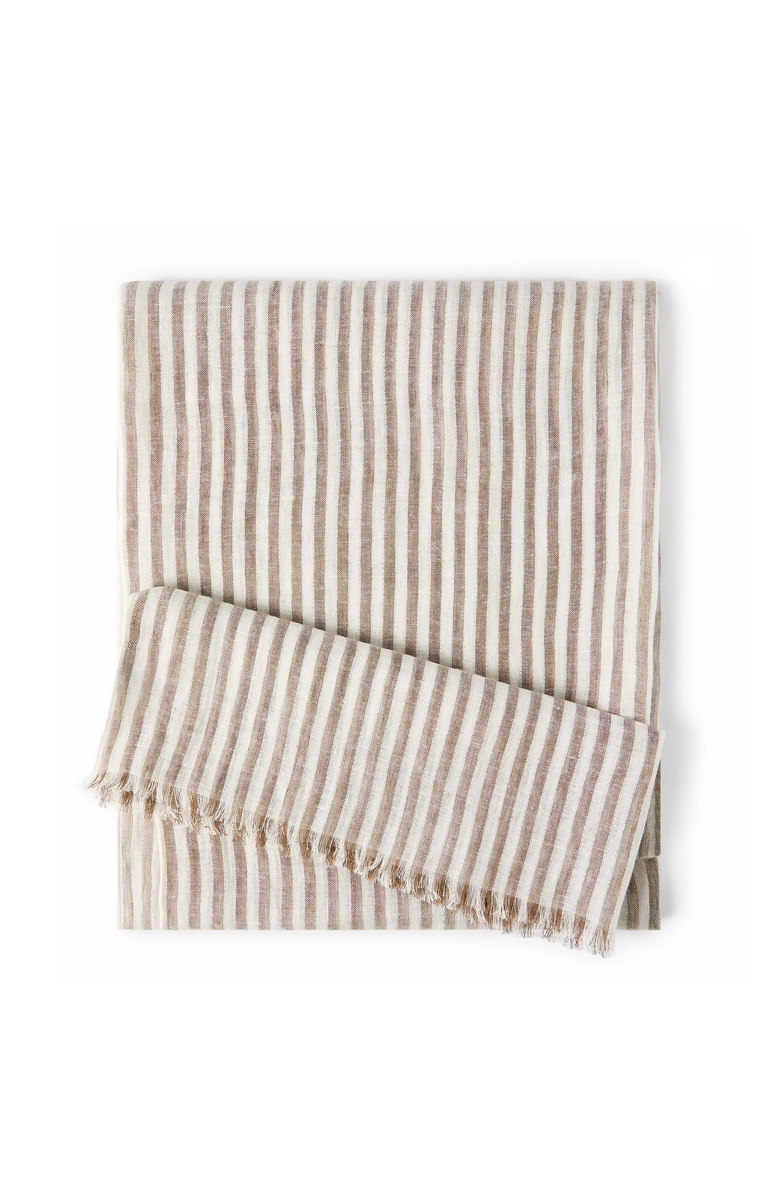 Brunello Cucinelli Sparkling striped linen scarf, Main, color, Panama
