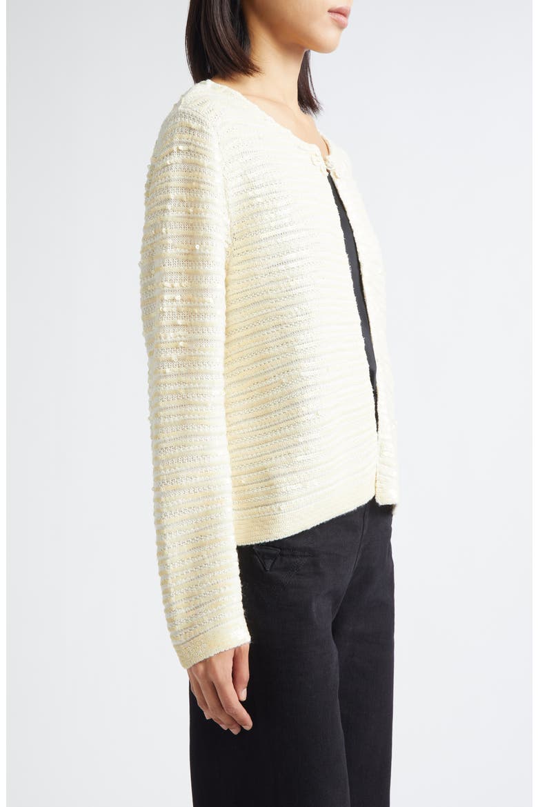 Spotlight Sequin Virgin Wool Swing Cardigan, Alternate, color, IVORY