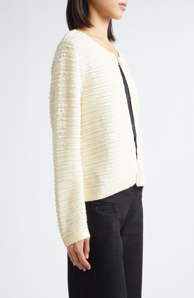 Bode Spotlight Sequin Virgin Wool Swing Cardigan, Alternate, color, Ivory