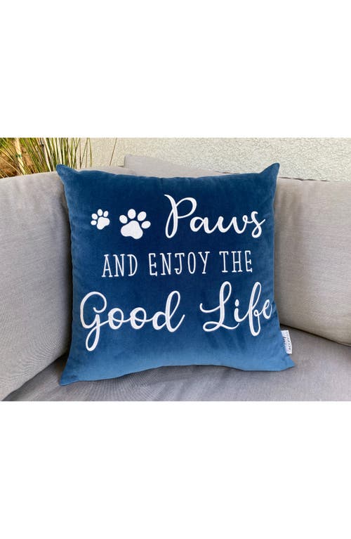 Studiochic Paws & Enjoy The Good Life Embroidered Accent Pillow In Blue