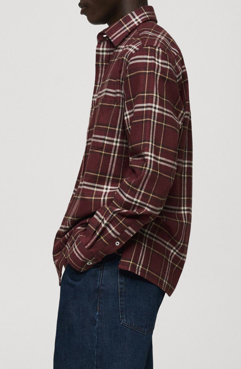 MANGO Plaid Cotton Flannel Button-Up Shirt, Alternate, color, 