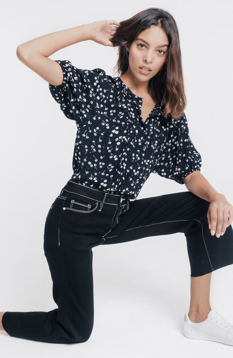 Sanctuary Non Comformist Contrast Stitch Wide Leg Crop Jeans, Alternate, color, 