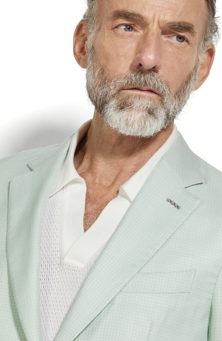 ZEGNA Check Cashmere, Silk & Linen Sport Coat, Alternate, color, Aqua Green