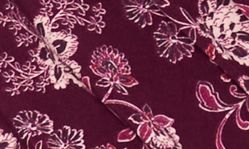 Vince Camuto Floral Wrap Front Long Sleeve Knit Top In Purple