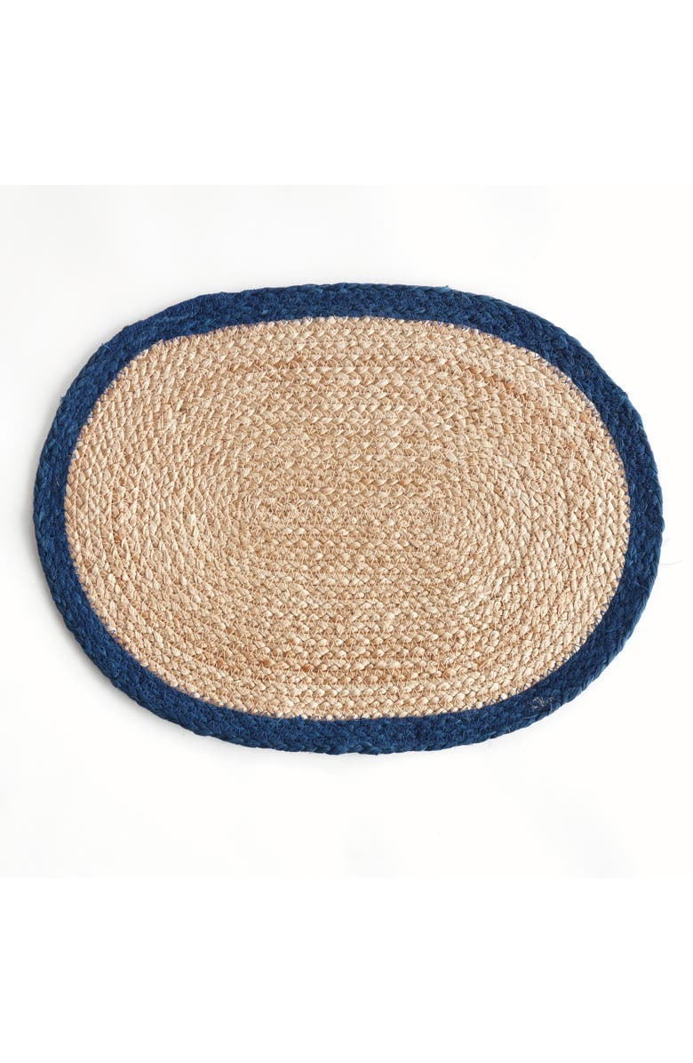 Napa Home & Garden Jute Coil Oval Placemats, Set of 8 - Natural/Navy, Alternate, color, Blue