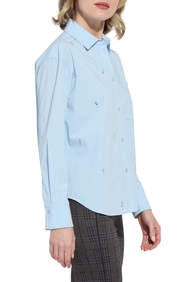Skye Crystal Embellished Button-Up Shirt, Alternate, color, BLUE BELLE