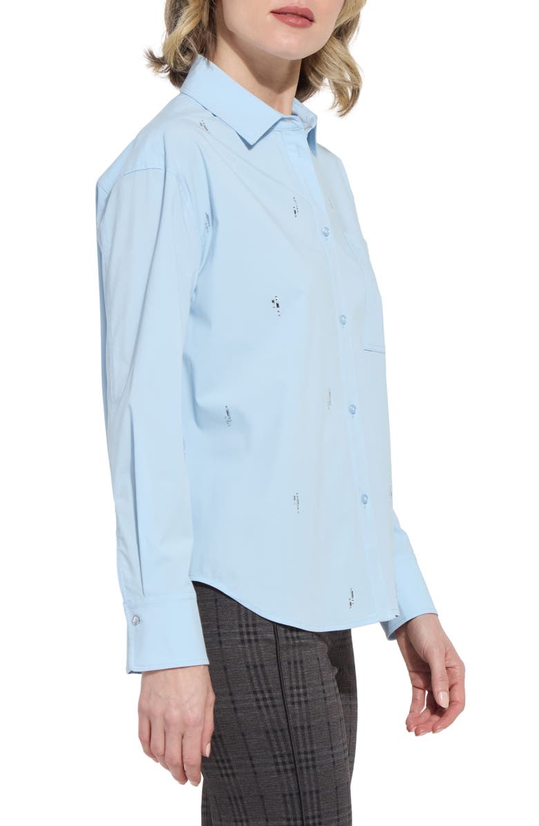 Lysse Skye Crystal Embellished Button-Up Shirt, Alternate, color, Blue Belle